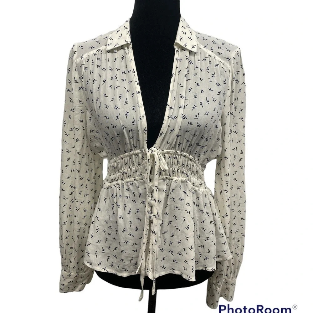 Free People Collette Button down Blouse Top Size Medium
